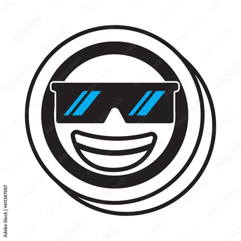 High Quality Emoticons With Emoji Vector Sunglasses Cool Smiling Face With Sunglasses Vector