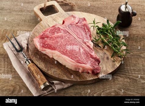 Thick Raw T Bone Steak Dry Aged Raw T Bone Or Porterhouse Beef Meat