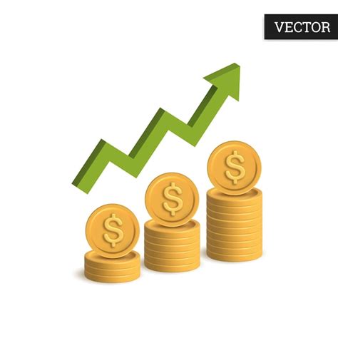 Pila de monedas y flecha gráfico dólar ganancia financiera