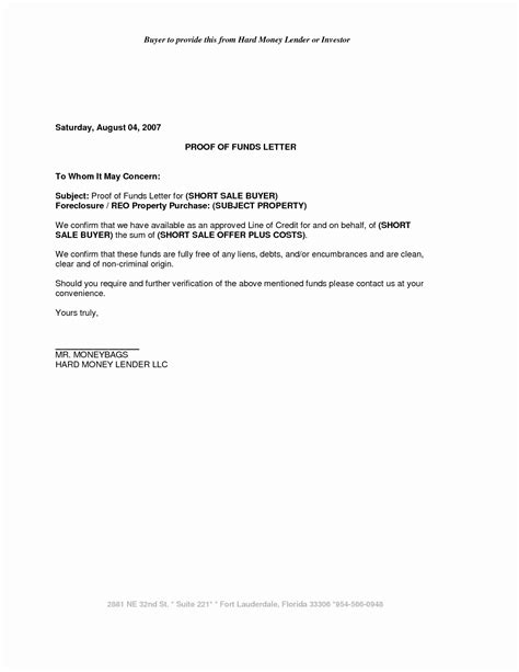 Proof Of Payment Letter Example Document Template