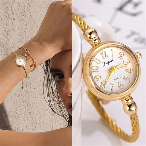 Lvpai Simple Women Watches Small Gold Bangle Bracelet Luxury Watche