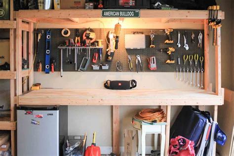 Garage Shelving And Workbench Diy Porch Light Reading Garage Shelving Diy Workbench Garage