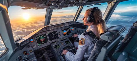 Premium Photo | Empowered Female Pilot Commanding Airspace