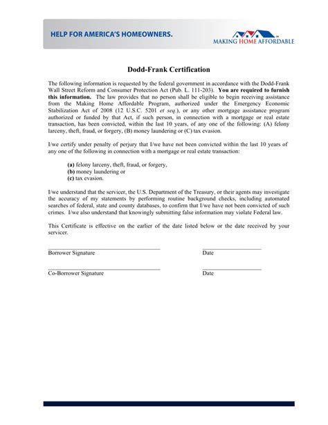 Dodd Frank Certification Form Fill Out Sign Online And Download Pdf