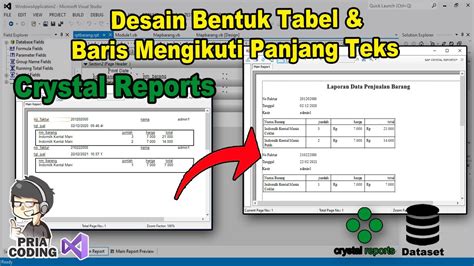 Desain Bentuk Tabel Format Tabel Sesuai Baris Di Crystal Reports VB