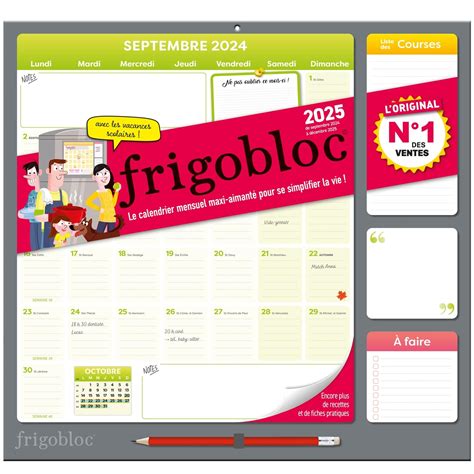 Frigobloc Mensuel Calendrier D Organisation Familiale Mois De