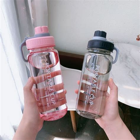 Jual Botol Minum Portable Cup Transparan Bening 1Liter BPA FREE