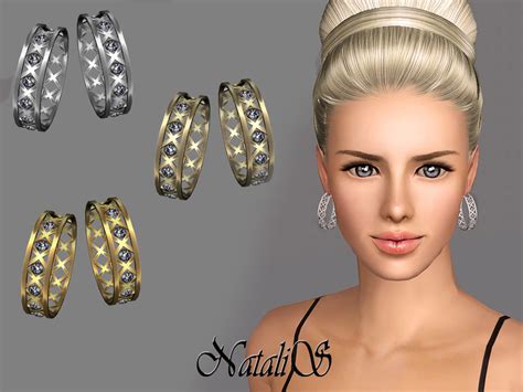 The Sims Resource Natalis Ts Cage And Crystals Hoop Earrings Ft Fa