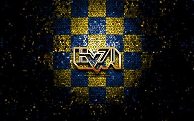 Download wallpapers HV71, glitter logo, SHL, blue yellow checkered ...