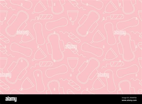 Seamless Pattern Of Different Menstrual Hygiene Products Menstrual Cup Sanitary Pad Tampon