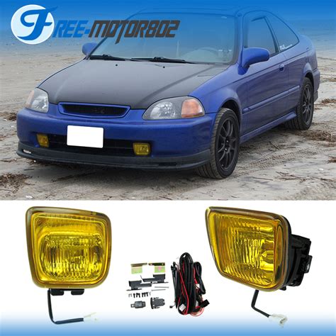 For 1996 1998 1997 Honda Civic Yellow Bumper Fog Lights With Switch EBay