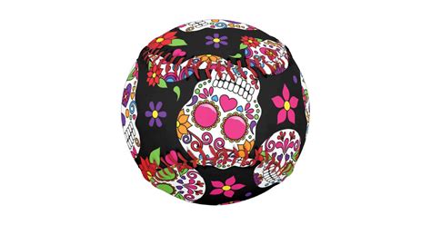 Colorful Sugar Skulls On Black Baseball Zazzle