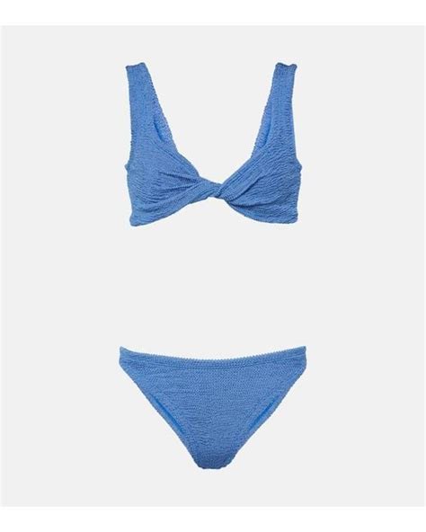Hunza G Juno Twist Detail Bikini In Blue Lyst UK