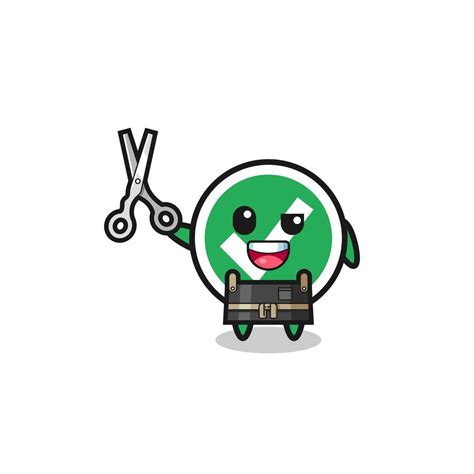 Check Mark Character As Barbershop Mascot Vector Art At Vecteezy