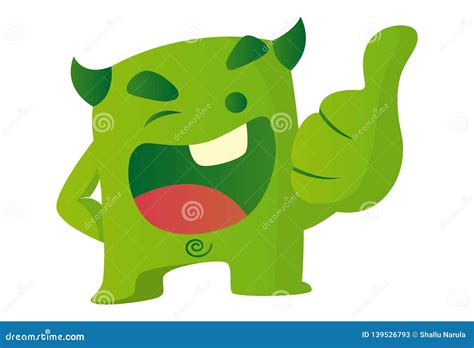 Cartoon Illustration Of Cute Green Monster Stock Vector Illustration