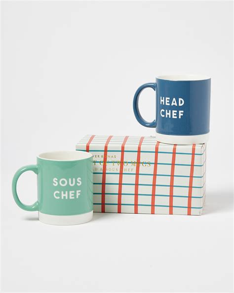 Head Chef Sous Chef Blue Ceramic Mugs Set of Two | Oliver Bonas