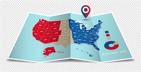 Vector Us Election Results Map American Presidential Election On Folded ...