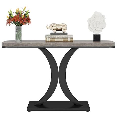 BYBLIGHT Turrella 40 In Grey Rectangle Engineered Wood Console Table