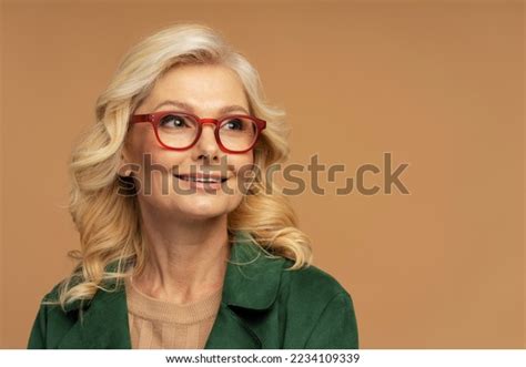 Portrait Smiling Mature Woman Wearing Red Stock Photo 2234109339 Shutterstock