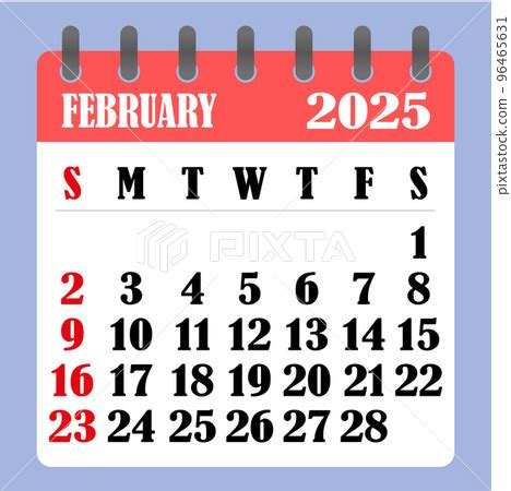 Letter calendar for February 2025. The week... - Stock Illustration