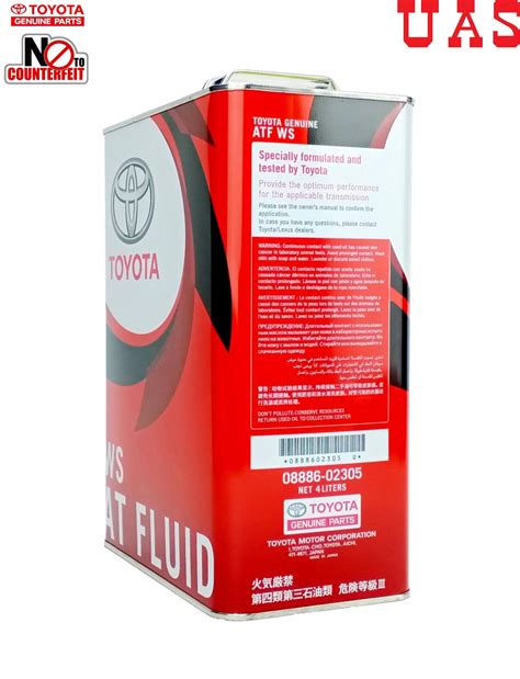 TOYOTA ATF WS Fluid 08886 02305 4 Litre