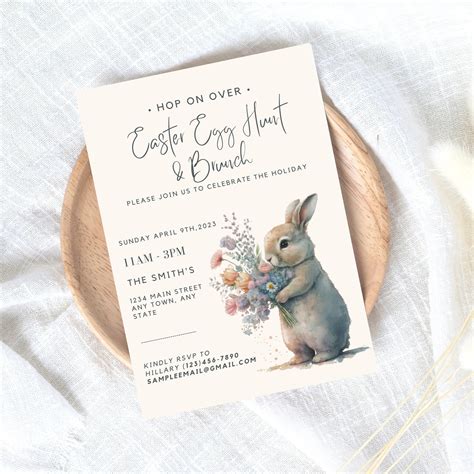 Easter Egg Hunt Invitation Template, Easter Brunch Egg Hunt Invite ...