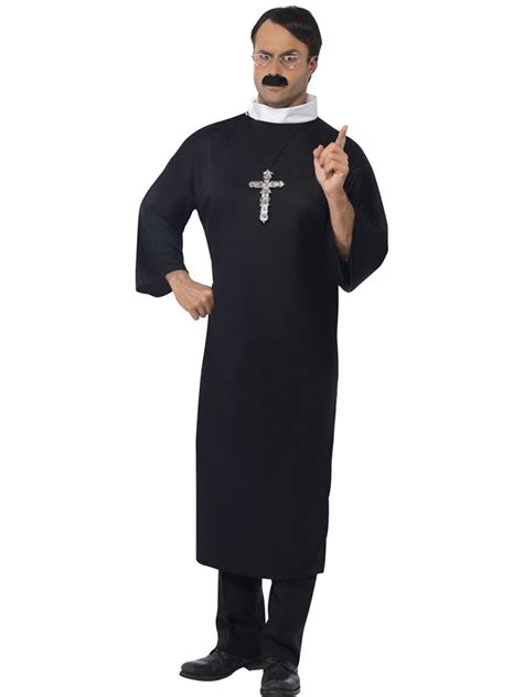 Priest Costume Robe Clerical Collar Adult Mens Vicar Religious Church