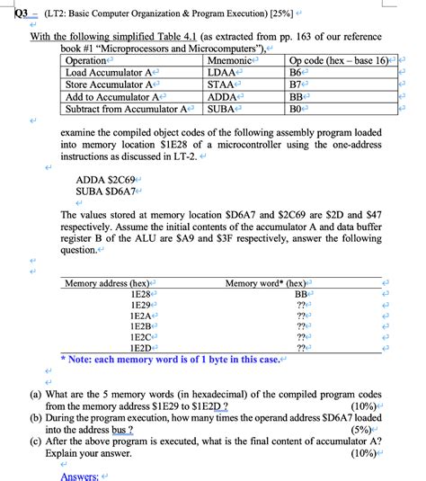 Solved Q3 Lt2 Basic Computer Organization And Program