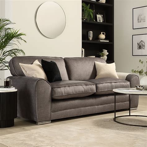 Burford Grey Velvet Plush 3 Seater Sofa Furniture And Choice