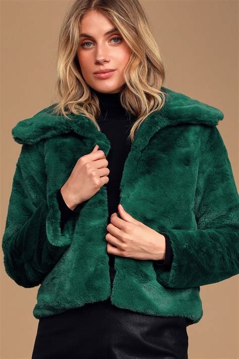 Sundays Emerald Green Faux Fur Jacket In 2020 Faux Fur Jacket Fur Jacket Green Fur