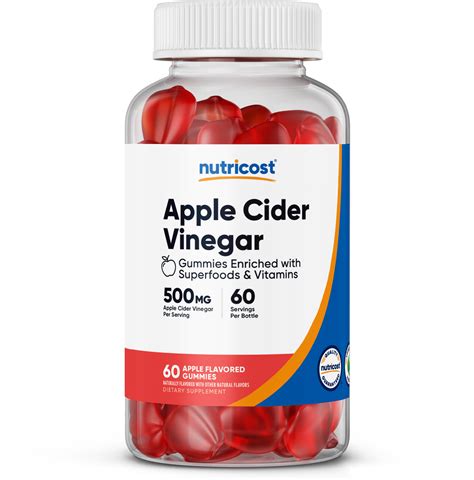 Nutricost Apple Cider Vinegar 500mg 60 Gummies Apple Flavored