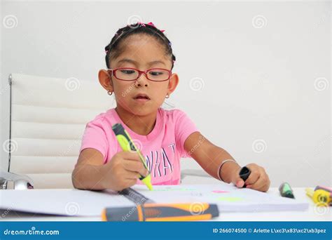 4 Year Old Brunette Latina Girl With Autism Spectrum Disorder ASD Like Asperger Rett And Heller