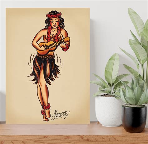 Sailor Jerry Aloha Pin up Girl Tattoo Large Poster Art Print Gift A0 A1 ...