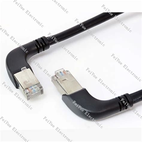 Shield Rj45 Ethernet Angled Male Male 90 Degree Connector Cat5e Cat6 Networkt Patch Cord Left