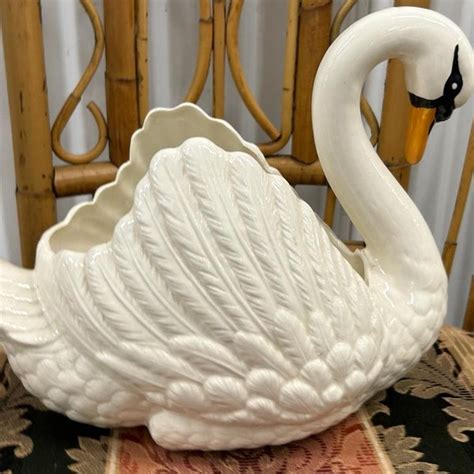 Ceramic Swan Planter Etsy