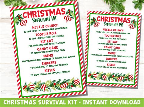 Christmas Survival Kit Printable Staff Christmas Gift Etsy