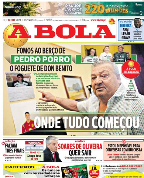 Capa Jornal A Bola 12 Outubro 2021 Capasjornaispt