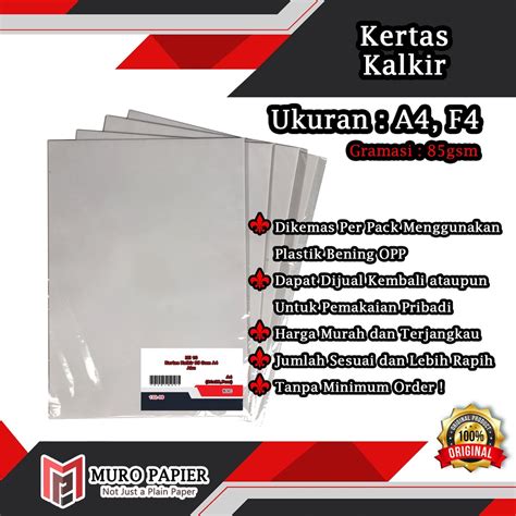 Jual PER PAK ISI 10 Kertas Kalkir 85 Gsm F4 A4 By Muro Papier