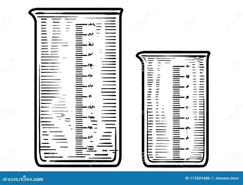 Laboratory Glassware Or Beaker Illustration Drawing Engraving Ink