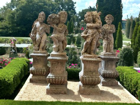 Set Of Italian 19 Century Stone Statues Representing The Four Seasons