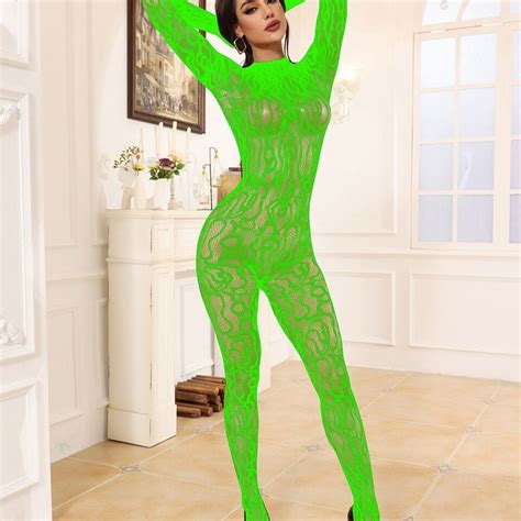 Brand New Fishnet Bodysuit Long Sleeve Lingerie Women Sexy Lingerie