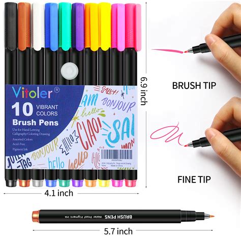 Calligraphy Pens Technical Ink Pens Set 10 Color Brush Tip Calligraphy Markers