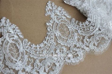 Elfenbein Alencon Lace Trim Luxus Lace Trim Bestickt Retro Lace Braut