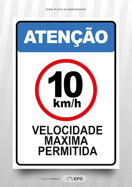 Sinal para impressão atenção 10km velocidade máxima permitida em