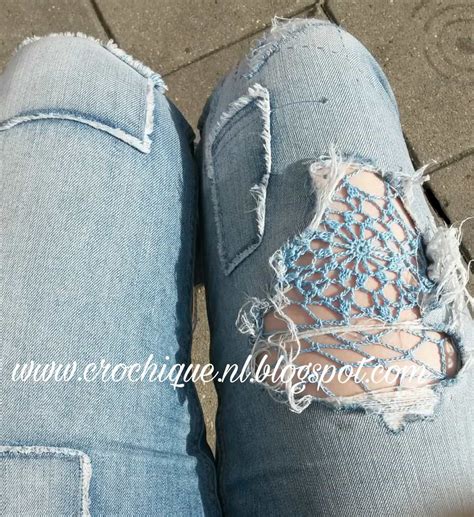 How to Patch Jeans with Crochet Lace - Make & Do Crew