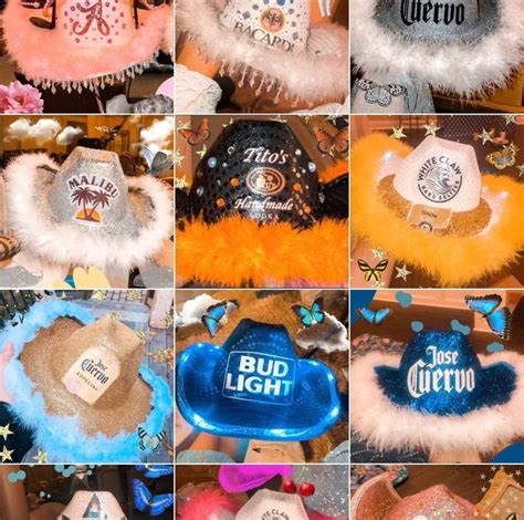 Custom Rhinestone Cowboy Hat Alcohol Cowboy Hat Tiktok Etsy Alcohol