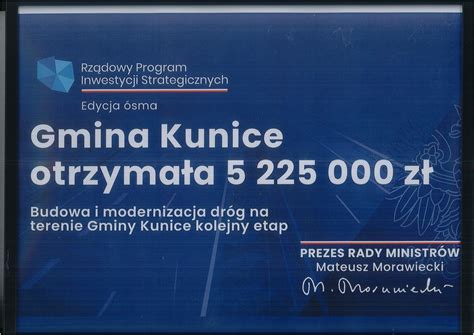 Gmina Kunice Otrzyma A Dzisiaj Promesy Na Czn Kwot Z