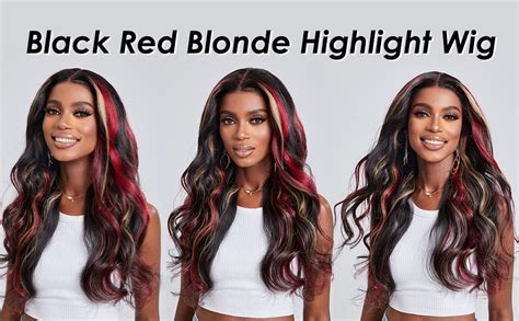 Amazon Yuumii Black Red Blonde Highlight Wig Human Hair 13X4