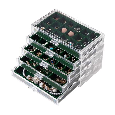 Frebeauty Acrylic Jewelry Organizer Earring Organizer Box With