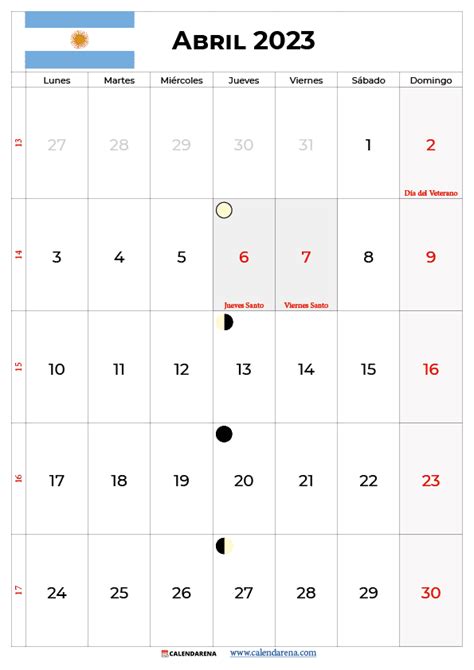 Descargar Calendario Abril 2023 Argentina Para Imprimir